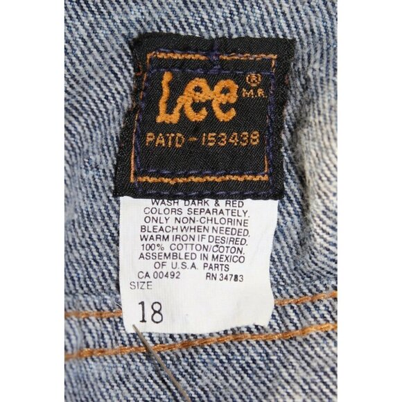 Vtg 80s Lee Trucker Blue Cotton Acid Wash Denim Jean Jacket Boy Youth 18 - Picture 3 of 5